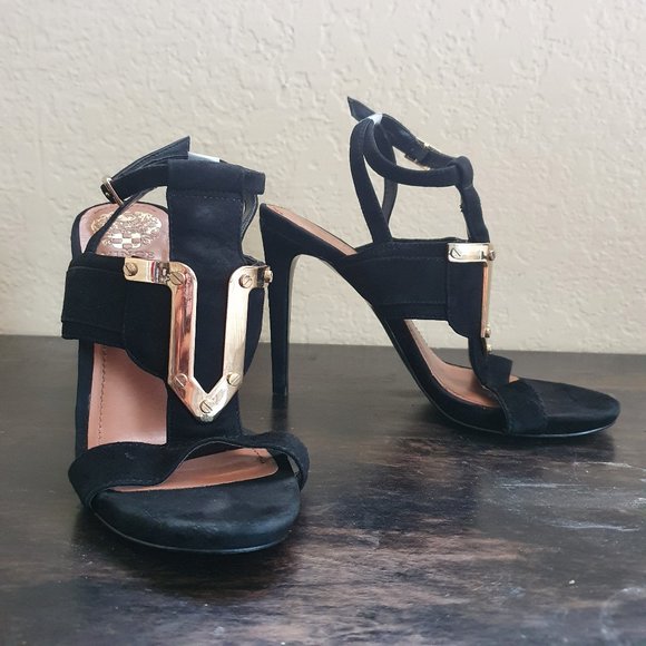 Vince Camuto Black and Gold Strappy Sandals - Picture 3 of 10